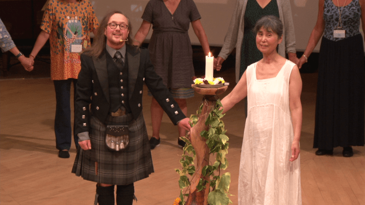Peter Vallance & Brant Bambery sacred dance in universal hall findhorn